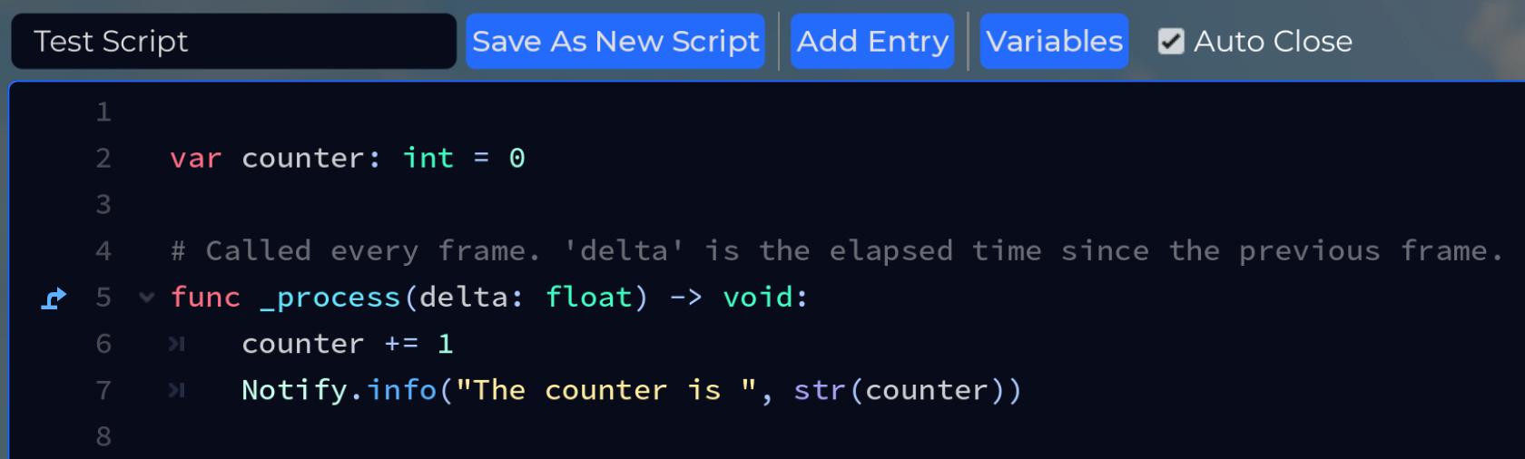 Counter Member Example Script